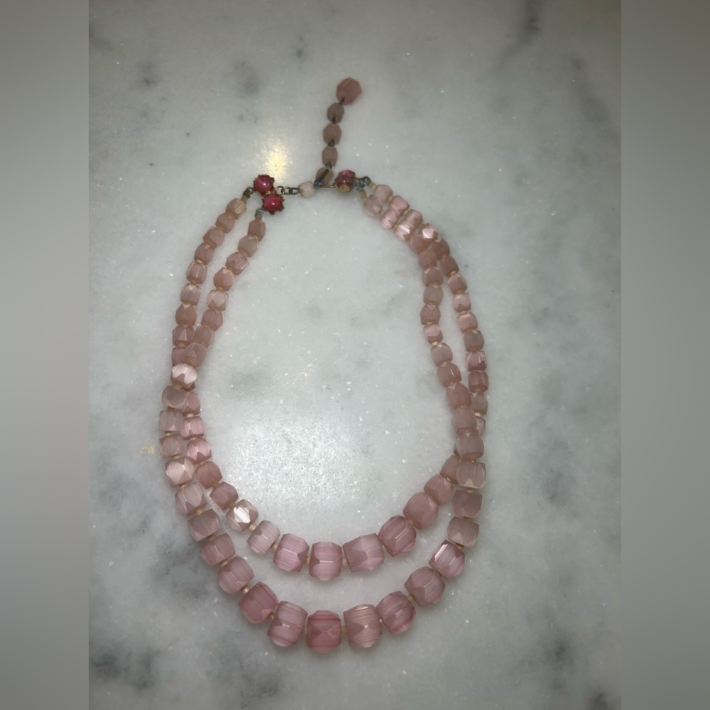 Vintage Pink Beaded Necklace